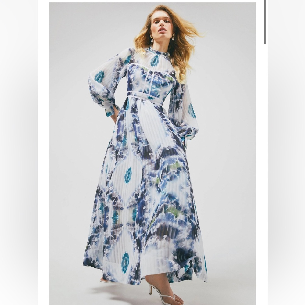 Karen Millen Blue and White Maxi Dress - Picture 4 of 10